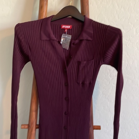 🆕 STAUD Napa Rib Knit MIDI Dress - Picture 5 of 8